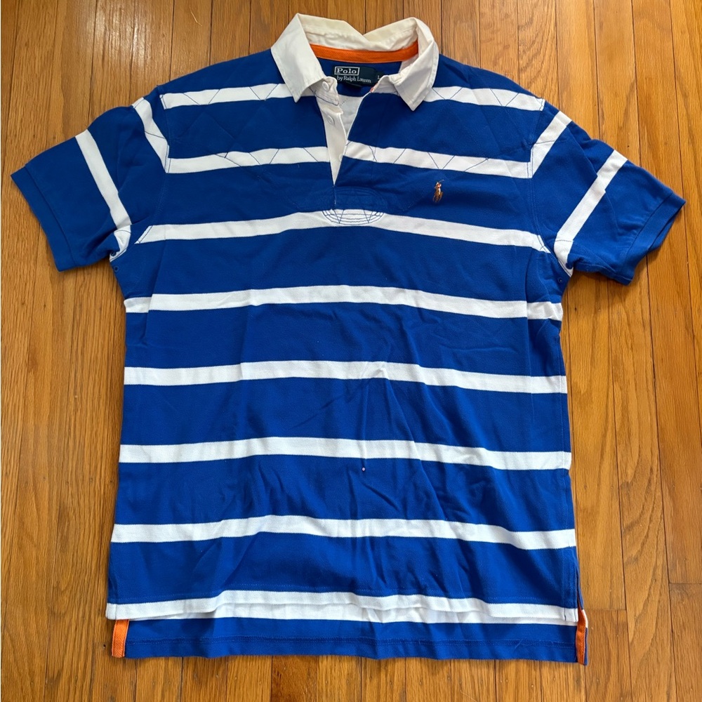 Ralph Lauren Blue and White Striped Polo Shirt
